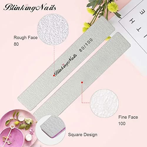 BlinkingNails 80/100 Grit Nail Files 10-Pack | Professional Double-Sided Washable Emery Boards for Natural Nails thumbnail 2