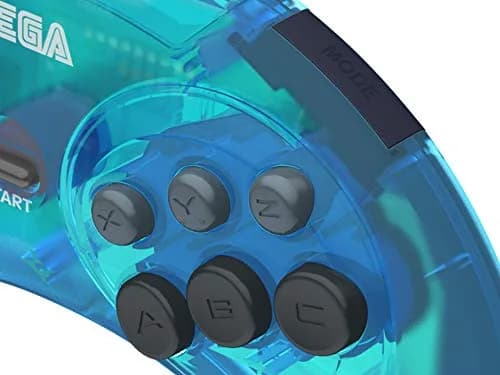 Retro-Bit SEGA Genesis 6-Button Wired USB Controller (Clear Blue) | Officially Licensed PC Gaming Controller thumbnail 4