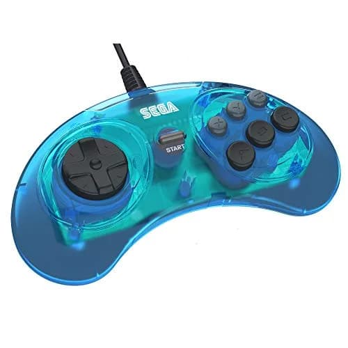 Retro-Bit SEGA Genesis 6-Button Wired USB Controller (Clear Blue) | Officially Licensed PC Gaming Controller thumbnail 6