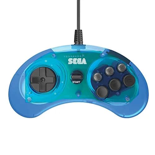 Retro-Bit SEGA Genesis 6-Button Wired USB Controller (Clear Blue) | Officially Licensed PC Gaming Controller thumbnail 2