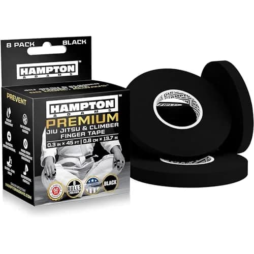 Hampton Adams Pro Finger Tape Black 8 Rolls | Non-Slip Grip for BJJ, Climbing & Sports thumbnail 1