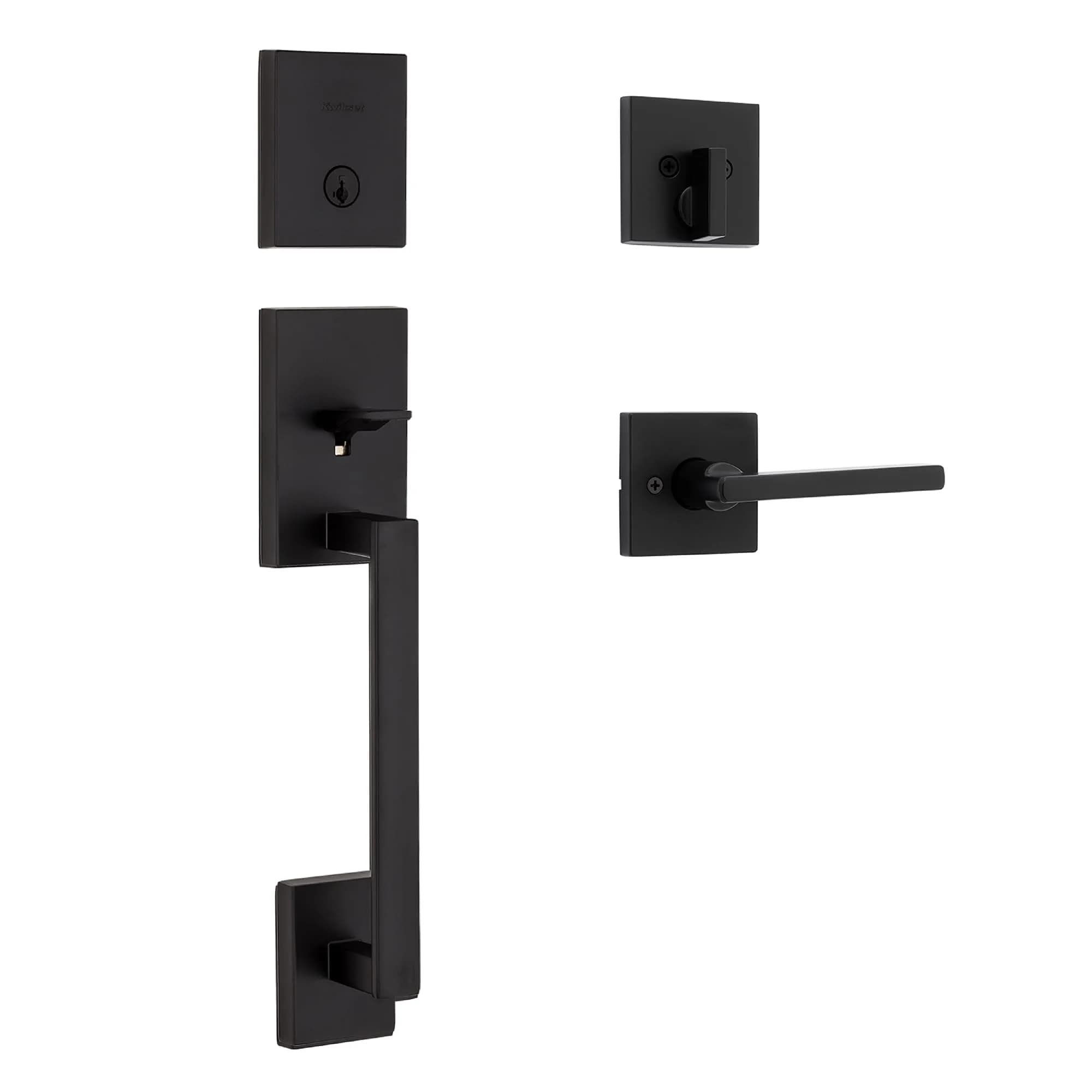 Kwikset San Clemente Handleset with Deadbolt, Satin Nickel | BHMA Grade 1 Certified Security — Matte Black