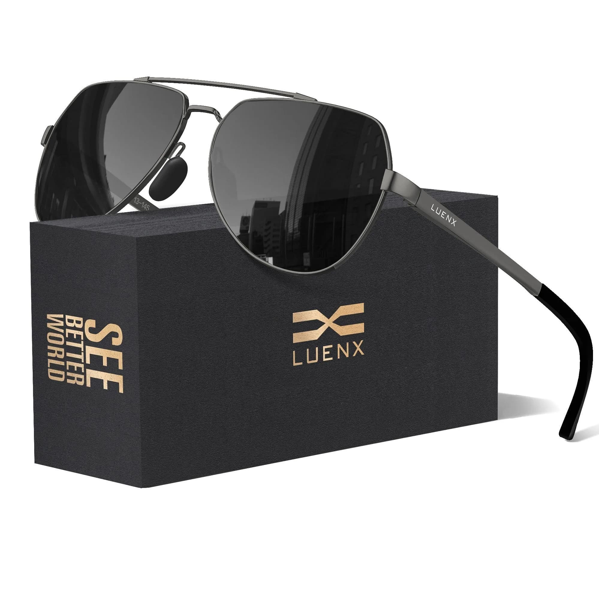 Luenx Aviator Polarized Sunglasses Men Women Classic UV400 Driving | Stylish, Lightweight & Polarized - main product image