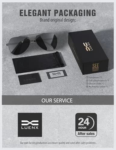Luenx Aviator Polarized Sunglasses Men Women Classic UV400 Driving | Stylish, Lightweight & Polarized thumbnail 6