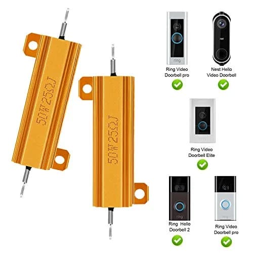 TiToeKi 50W 25 Ohm Aluminum Case Wirewound Resistor Compatible with Nest Hello & Ring Doorbell | Aluminum Heat Dissipation (105 characters) thumbnail 2