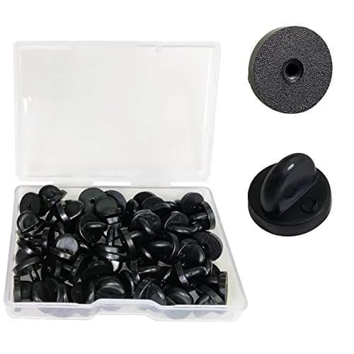 TTSAM Rubber Pin Backings Butterfly Clutch Pin Backs 11mm (0.433 inch) Black, Pack of 50 | Secure Replacement for Lapel Pins thumbnail 1