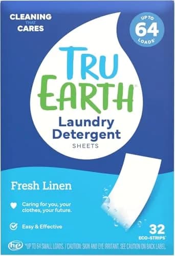 Tru Earth Dry Laundry Detergent Sheets, Fresh Linen, 32 Loads | Eco-Friendly, Compact & Gentle for Sensitive Skin thumbnail 1