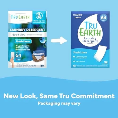 Tru Earth Dry Laundry Detergent Sheets, Fresh Linen, 32 Loads | Eco-Friendly, Compact & Gentle for Sensitive Skin thumbnail 2