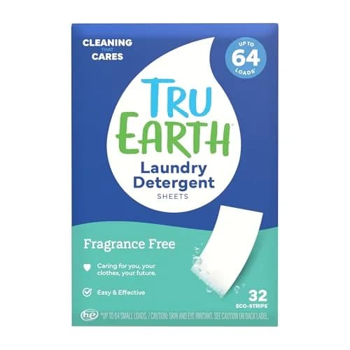 Tru Earth Dry Laundry Detergent Sheets, Unscented, 32 Strips | Liquidless, Eco-Friendly, Travel-Ready thumbnail 1