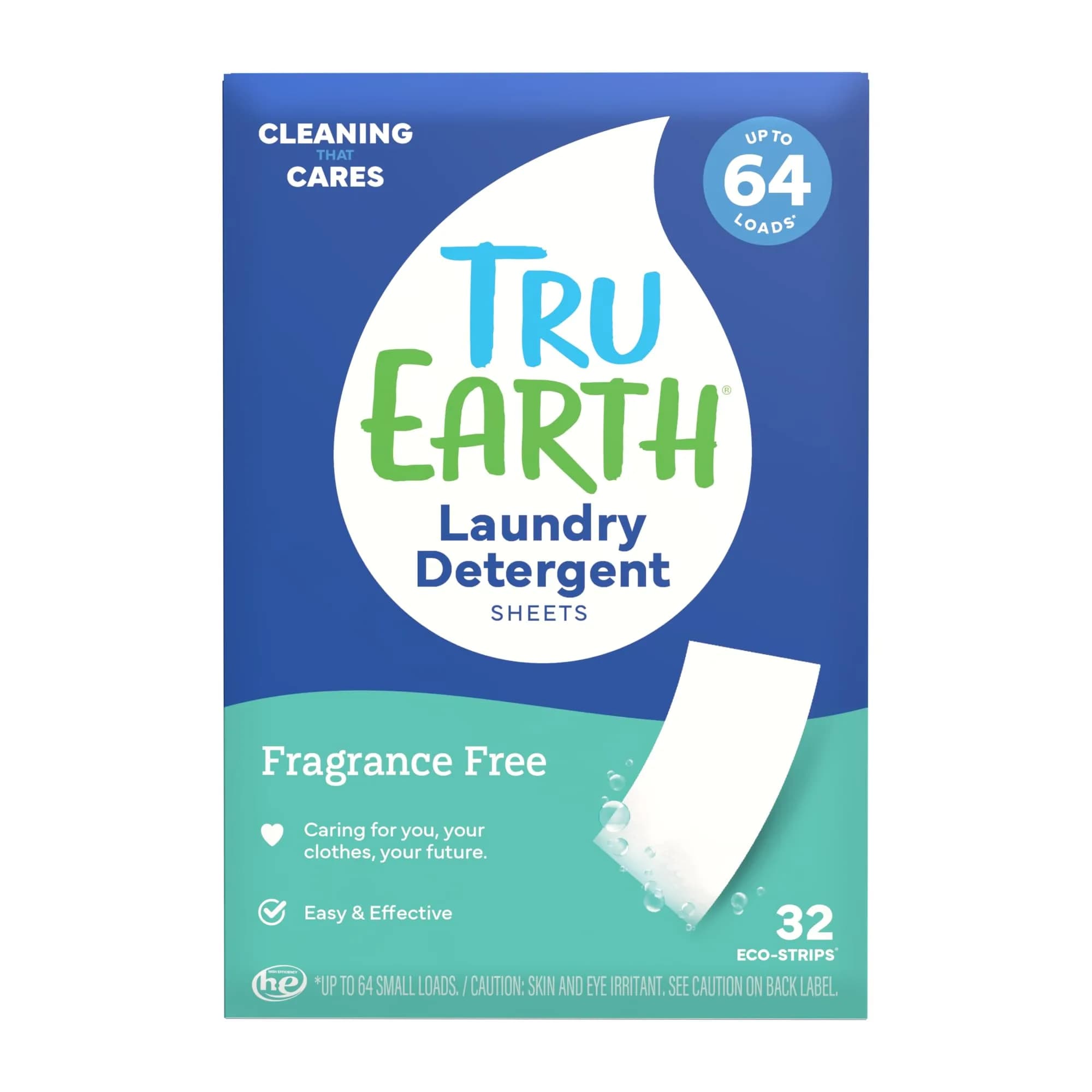 Tru Earth Dry Laundry Detergent Sheets, Unscented, 32 Strips | Liquidless, Eco-Friendly, Travel-Ready - main product image