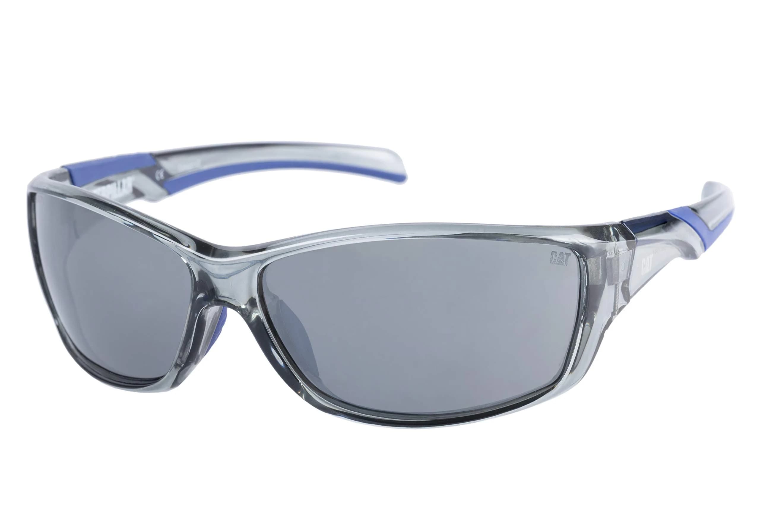 CAT Grader Polarized Wrap Sunglasses, Gloss Grey Crystal, 67 mm | UV Protection for Driving & Sports — Gloss Grey