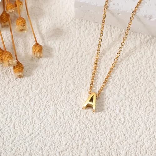 MOMOL Tiny Initial 'N' Necklace 18K Gold Plated Stainless Steel Pendant | Personalized Name Jewelry for Women thumbnail 5