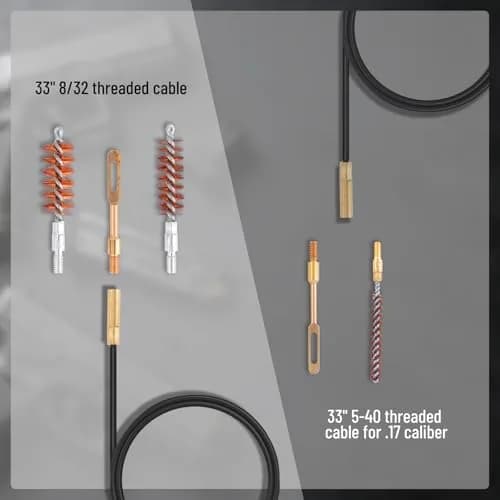 BOOSTEADY Gun Cleaning Kit .17 .22/.223/5.56MM .243 .280 .30 .357/9MM .40 .45 12GA | Multi-Caliber Bore Brushes & Coated Cables thumbnail 5