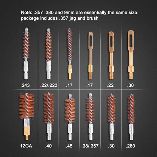 BOOSTEADY Gun Cleaning Kit .17 .22/.223/5.56MM .243 .280 .30 .357/9MM .40 .45 12GA | Multi-Caliber Bore Brushes & Coated Cables thumbnail 3