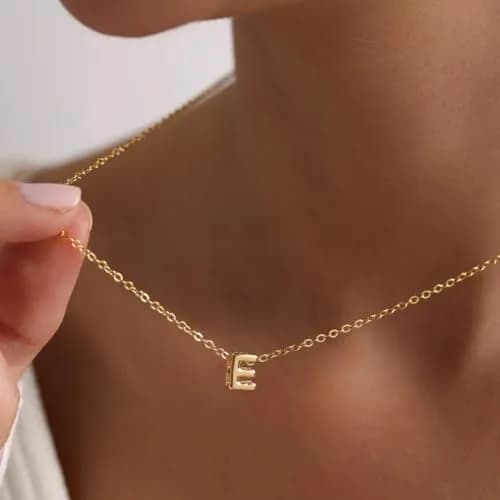 MOMOL Tiny Initial Necklace Gold Plated D Pendant Necklace 45cm (18") | Classic Elegance for Women thumbnail 4