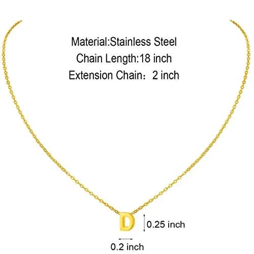 MOMOL Tiny Initial Necklace Gold Plated D Pendant Necklace 45cm (18") | Classic Elegance for Women thumbnail 7
