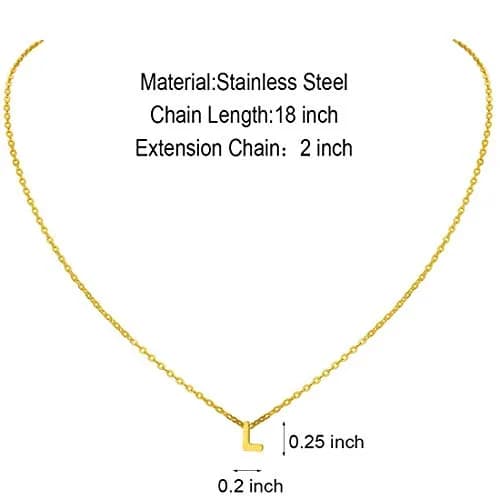 MOMOL Tiny Initial Necklace Gold Plated Small Letter L Pendant Necklace for Women | 18K Gold Plated Stainless Steel thumbnail 4