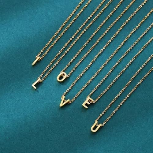 MOMOL Tiny Initial Necklace Gold Plated Small Letter L Pendant Necklace for Women | 18K Gold Plated Stainless Steel thumbnail 7