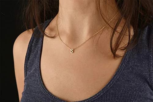 MOMOL Tiny Initial Necklace Gold Plated Small Letter L Pendant Necklace for Women | 18K Gold Plated Stainless Steel thumbnail 2
