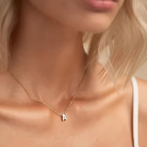 MOMOL Tiny Initial Necklace Gold Plated Small Letter S Necklace | Personalized Name Jewelry for Women thumbnail 3