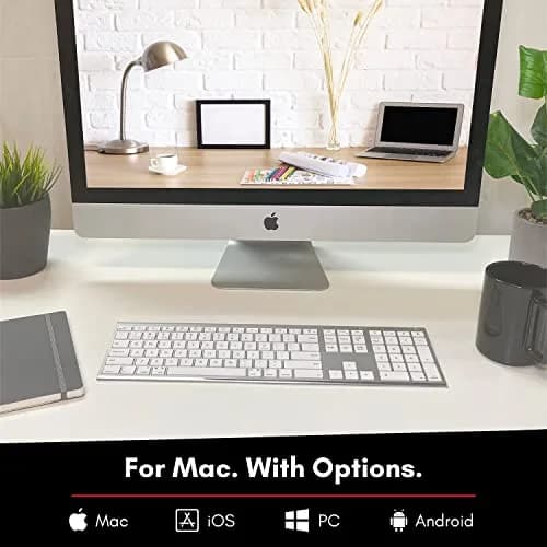 Macally ACEBTKEYA Multi-Device Bluetooth Keyboard with Numeric Keypad - Silver, 110 Keys | Connects to 3 Devices Simultaneously thumbnail 3