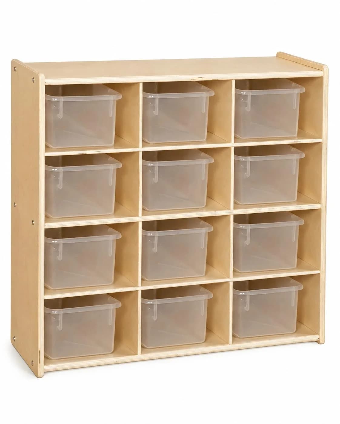 Contender 12 Compartment Storage Unit with Translucent Bins | Classroom Cubby Organizer for Kids, Hardwood Cubby Shelf, Toy & Art Supplies - main product image