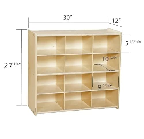 Contender 12 Compartment Storage Unit with Translucent Bins | Classroom Cubby Organizer for Kids, Hardwood Cubby Shelf, Toy & Art Supplies thumbnail 7