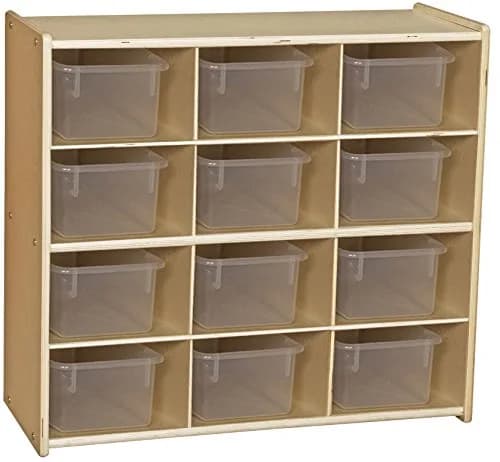 Contender 12 Compartment Storage Unit with Translucent Bins | Classroom Cubby Organizer for Kids, Hardwood Cubby Shelf, Toy & Art Supplies thumbnail 9