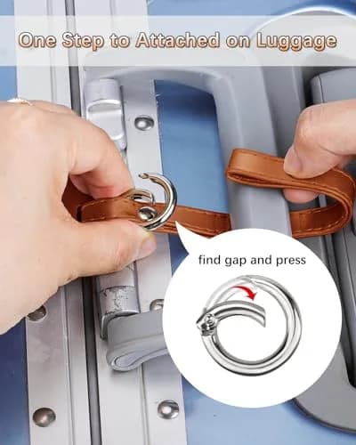 Teskyer Leather Luggage Tags for Suitcases, 3 Pack, Brown | Quick-Attach Spring Ring, Privacy Flap Design thumbnail 5