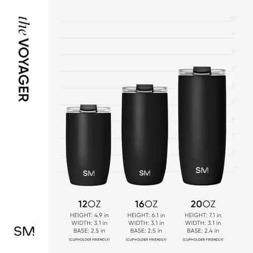 Simple Modern Voyager Insulated Travel Coffee Mug with Flip Lid | 590ml (16oz) Black | Keeps Drinks Hot or Cold for Hours thumbnail 7