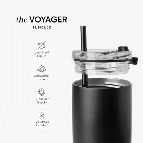 Simple Modern Voyager Insulated Travel Coffee Mug with Flip Lid | 590ml (16oz) Black | Keeps Drinks Hot or Cold for Hours thumbnail 3