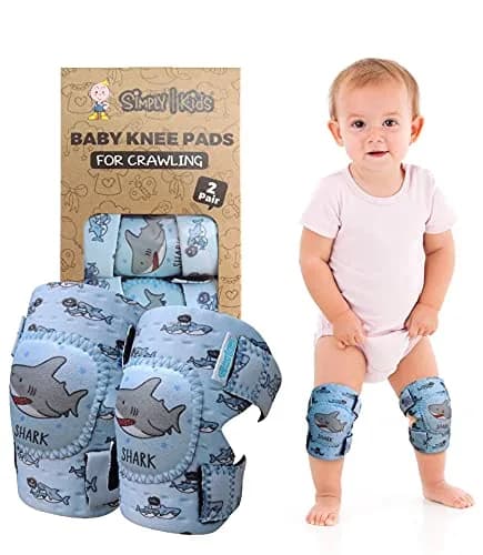 Simply Kids Baby Knee Pads for Crawling (2 Pairs, Shark) | CPSIA Certified Infant Knee Protector thumbnail 1