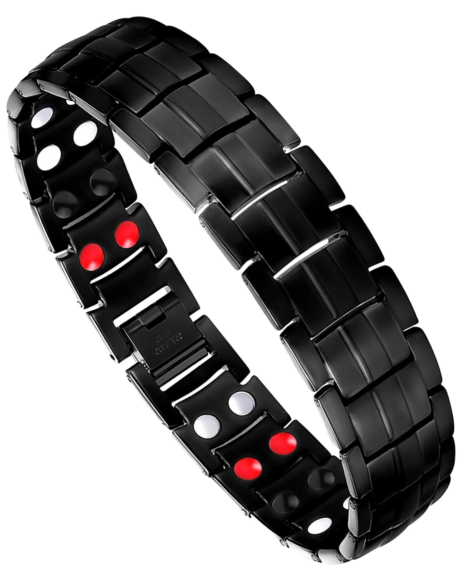 Feraco Magnetic Therapy Bracelet Black Titanium Steel Double Row 4 Elements | Classic Style - main product image