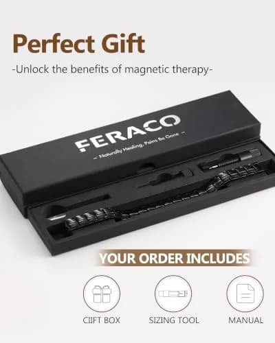 Feraco Magnetic Therapy Bracelet Black Titanium Steel Double Row 4 Elements | Classic Style thumbnail 8