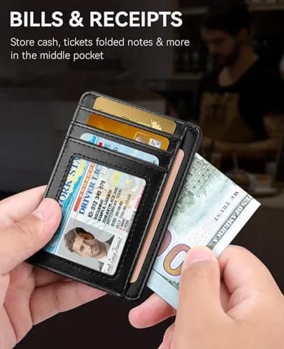 Teskyer Slim Minimalist Wallet for Men, RFID Credit Card Holder, Black | Front Pocket Design, 8 Card Slots thumbnail 2