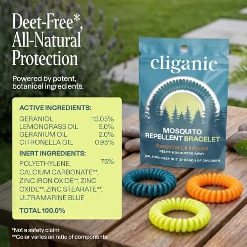 Cliganic Natural Mosquito Repellent Bracelets for Kids & Adults, 50 Pack | DEET-Free Essential Oil Bands thumbnail 6