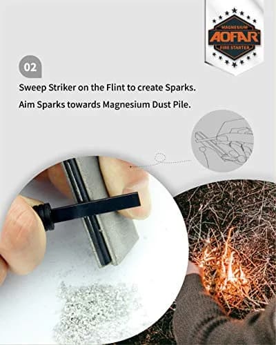 AOFAR Magnesium Fire Starter AF-374 2-Pack Waterproof Fire Steel Pouch for Camping & Outdoors thumbnail 4