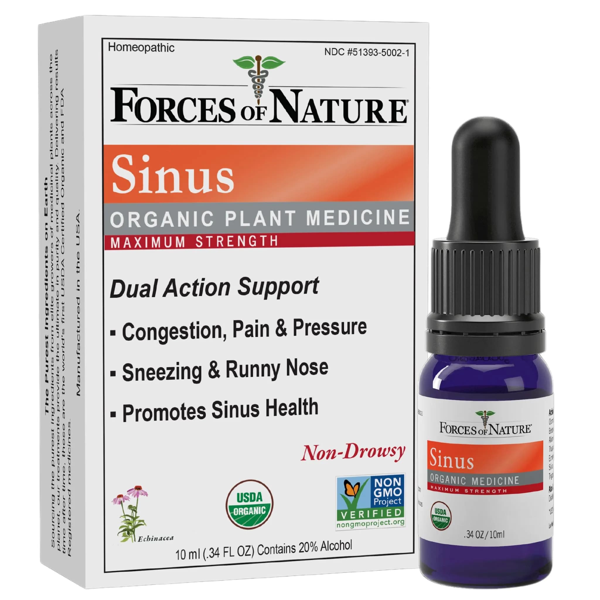 Forces of Nature Sinus Relief Nasal Decongestant 10ml | Organic Homeopathic Sinus Medicine - main product image