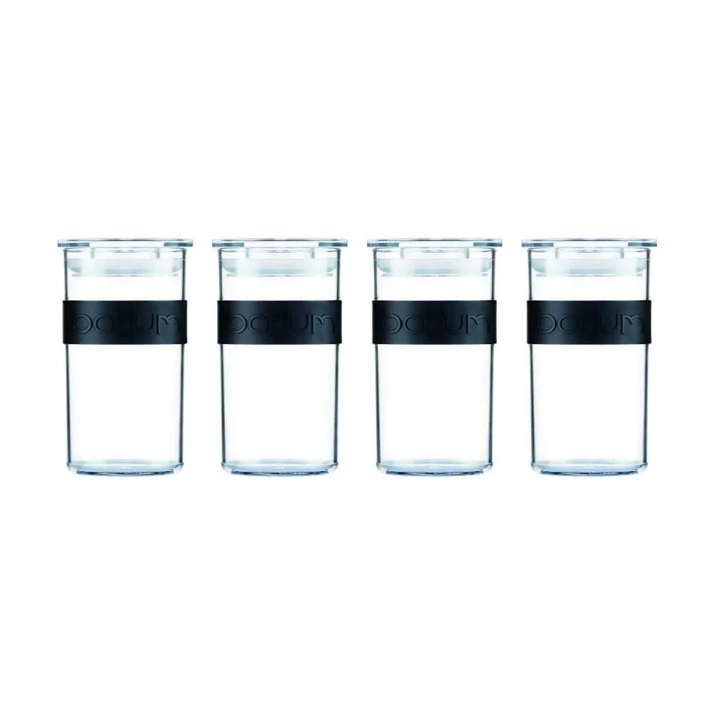 Bodum Presso Storage Jar Black 1 L (1000 ml) | BPA-Free Plastic for Dry Goods — 0.25 l