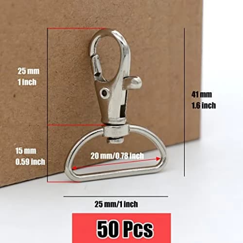 YAKA 50 Pack Metal Lobster Claw Clasps 2cm (0.78 inch) D Ring Inner Width | 360° Swivel Trigger Snap Hooks for Jewelry Making thumbnail 3