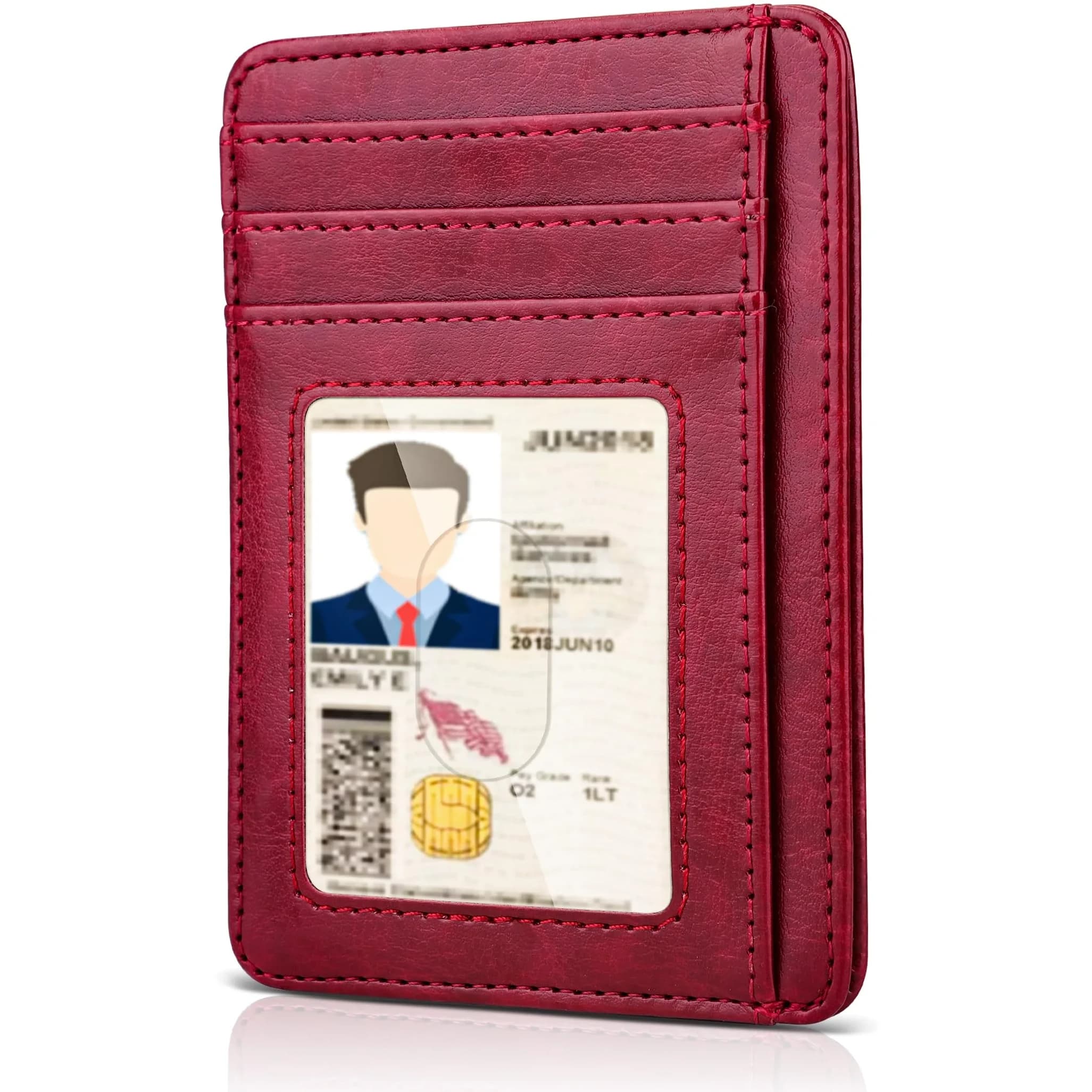 Teskyer Slim Minimalist Wallet for Men, RFID Credit Card Holder, Wine Red | Ultra Slim Front Pocket Design, 8 Card Slots, RFID Protection - main product image