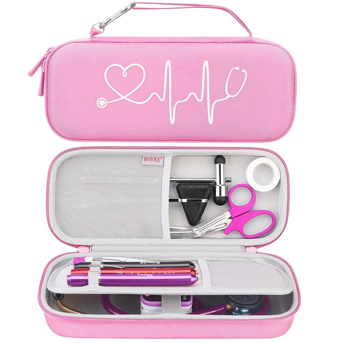BOVKE Hard Case for 3M Littmann Classic III/Cardiology IV/MDF Stethoscope | Durable, Compact & Waterproof — Pink