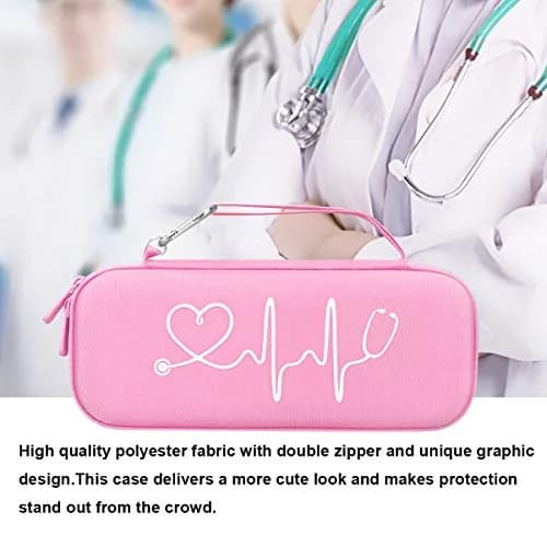 BOVKE Hard Case for 3M Littmann Classic III/Cardiology IV/MDF Stethoscope | Durable, Portable & Shockproof Pink thumbnail 6
