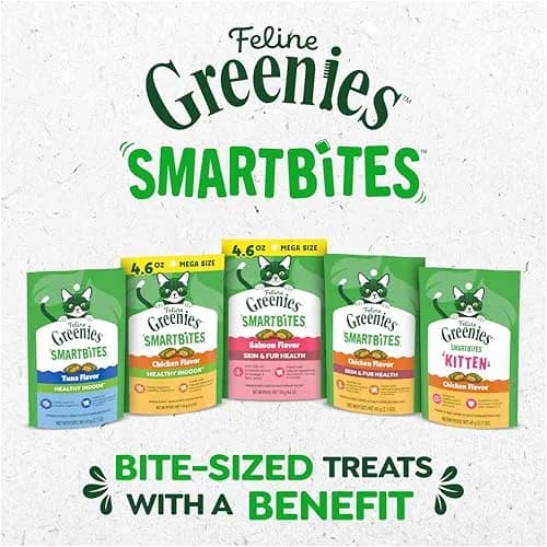 Greenies Feline Smartbites Skin & Fur Health Cat Treats, Chicken, 4.6 oz (130 g) | Vet-Designed with Omega-3s for Healthy Skin thumbnail 8