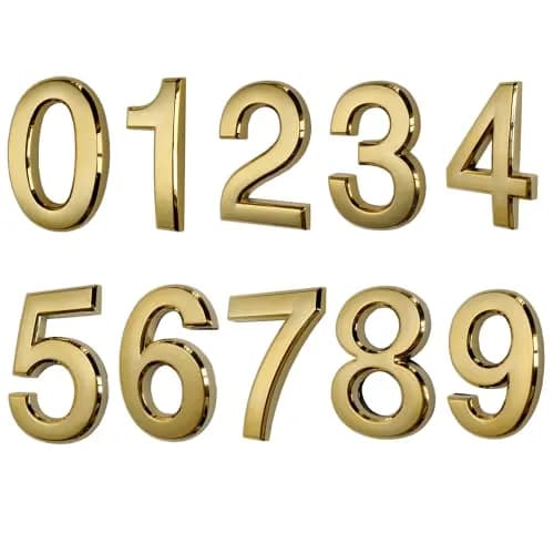 HopeWan Gold Signage Signage in India | Raised 3D Door Numbers 2-3/4IN High thumbnail 1