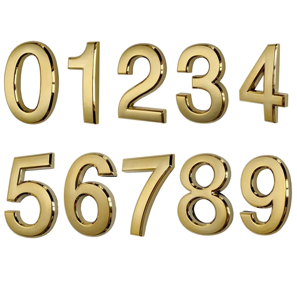 HopeWan Mailbox Numbers for Outside, Door Number Stickers, Bronze, 2.75" High | 3D Raised Style, Pack of 10 — Brass / 2.75"