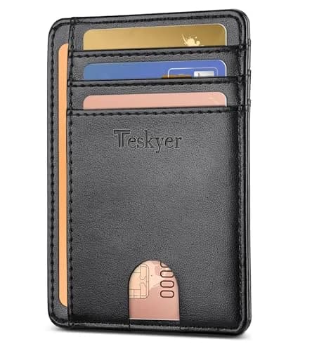 Teskyer Slim Minimalist Wallet for Men, RFID Credit Card Holder, Rose Gold, 12cm (4.60") x 8.9cm (3.15") x 0.4cm (0.15") thumbnail 1