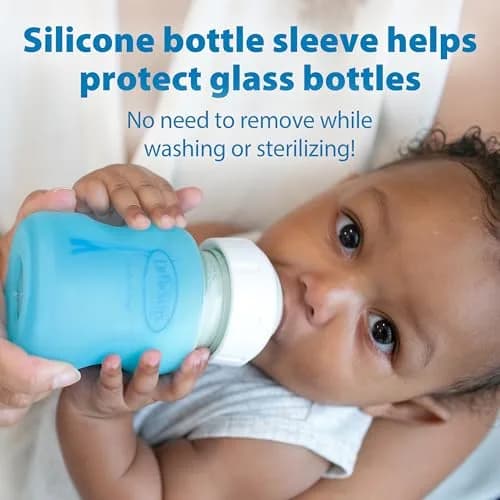 Dr. Brown's Natural Flow Anti-Colic Options+ Wide-Neck Glass Baby Bottle 270ml (9 oz) with Level 1 Slow Flow Nipple | Clinically Proven to Reduce Colic thumbnail 7