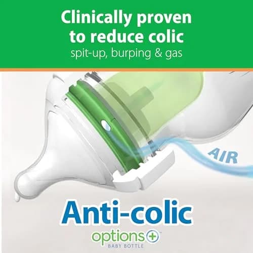 Dr. Brown's Natural Flow Anti-Colic Options+ Wide-Neck Glass Baby Bottle 270ml (9 oz) with Level 1 Slow Flow Nipple | Clinically Proven to Reduce Colic thumbnail 2