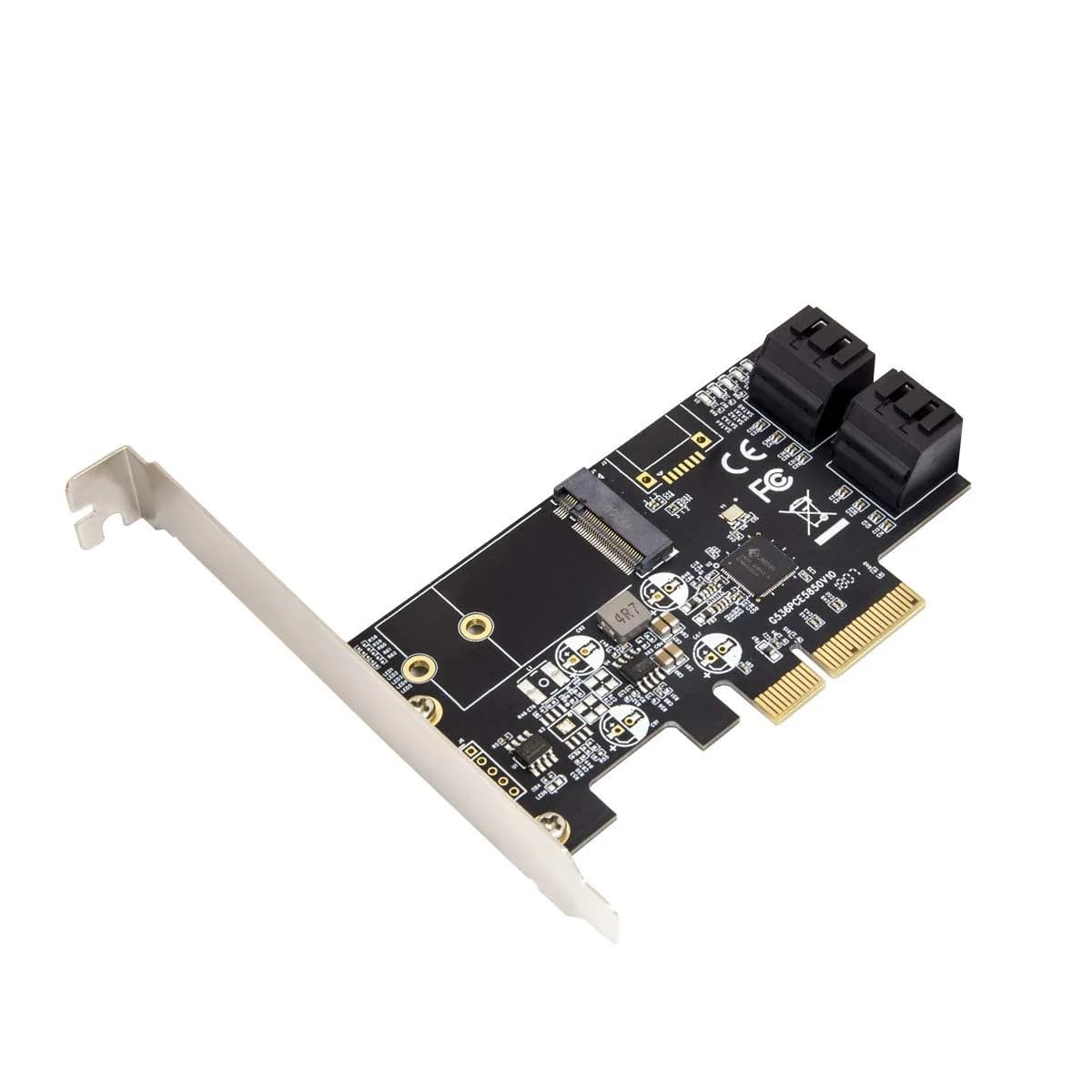 IO CREST SI-PEX40138 4-Port SATA III + M.2 B-Key PCIe x4 Controller Card | 1700MB/s Speed